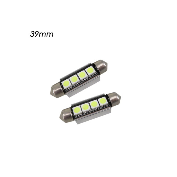 Σετ LED Πλαφονιέρας C5W Canbus 39mm 12V 4 SMD Ψυχρό Λευκό 6000K 2τμχ