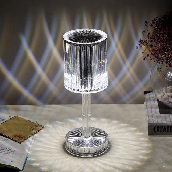 LED Επαναφορτιζόμενο RGB Επιτραπέζιο Φωτιστικό Crystal Lamp με Τηλεχειριστήριο RZ-120 Διάφανο
