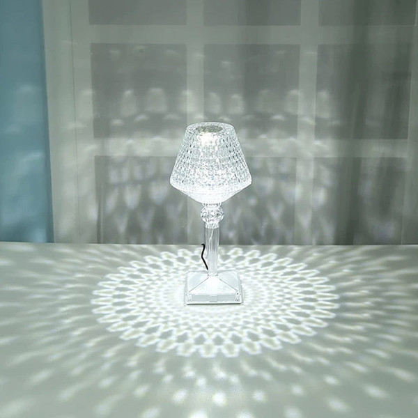 LED Επαναφορτιζόμενο RGB Επιτραπέζιο Φωτιστικό Crystal Lamp με Τηλεχειριστήριο RZ-122 Διάφανο
