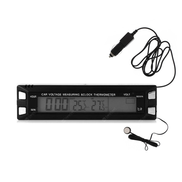 LED Ψηφιακό Βολτόμετρο/Ρολόι/Θερμόμετρο Αυτοκινήτου 12/24V με Αισθητήρα Θερμοκρασίας EC-30