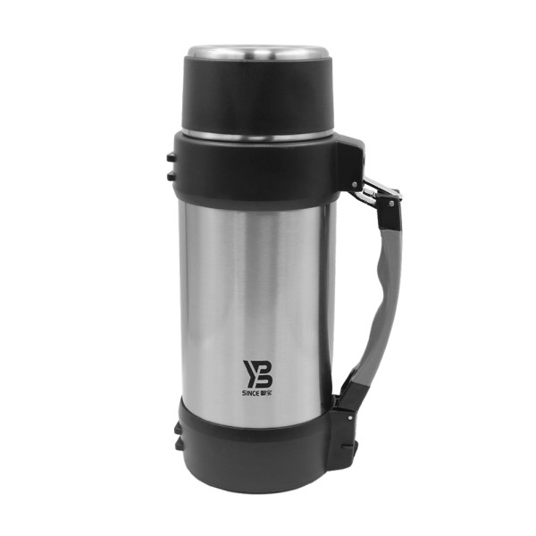Μπουκάλι Θερμός με Ποτήρι και Ενσωματωμένο Ιμάντα Μεταφοράς 1.6lt JB-4050 Ασημί