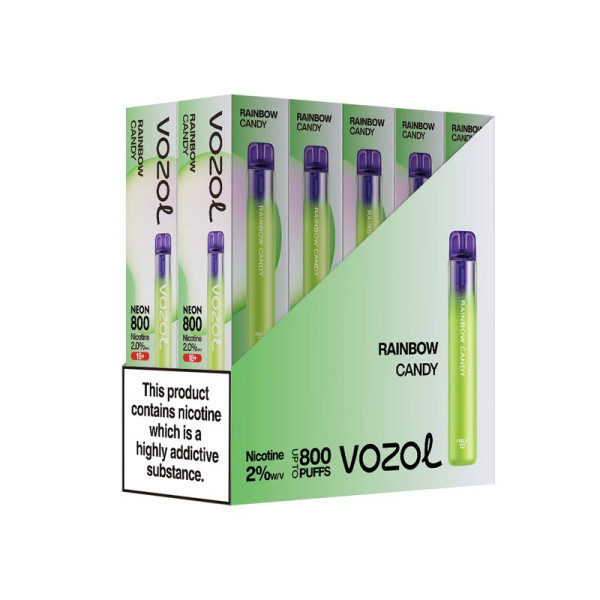 Vozol Neon 800 Rainbow Candy Ηλεκτρονικό Τσιγάρο μιας Χρήσης 800 Εισπνοών 2ml 20mg