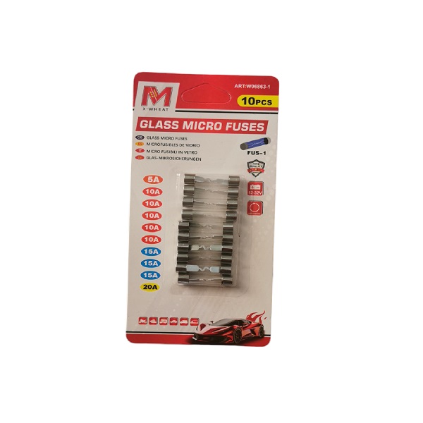 Σετ γυάλινες ασφάλειες μινιατούρες 10τμχ 5-20Α 6,35 x 32mm W06863-1