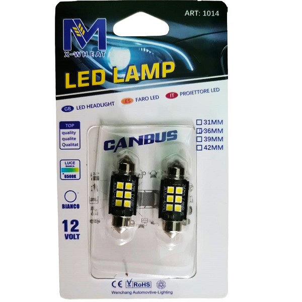 Σετ Λάμπα Αυτοκινήτου Canbus 6SMD LED 6500K 12v Ψυχρό Λευκό 36mm 2τμχ. w09153-1