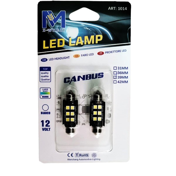 Σετ Λάμπα Αυτοκινήτου Canbus 6SMD LED 6500K 12v Ψυχρό Λευκό 36mm 2τμχ. w12654-1