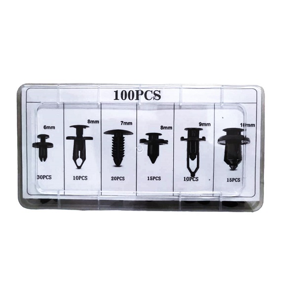 Σετ 100 Πλαστικά Κουμπώματα Κλιπς σε Κασετίνα 6 τύποι για το αυτοκίνητο w10059-6