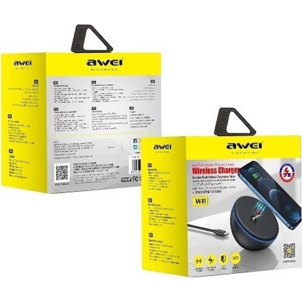 WIRELESS CHARGER AWEI QI PAD QUICK CHARGE 3.0 W11 BLACK