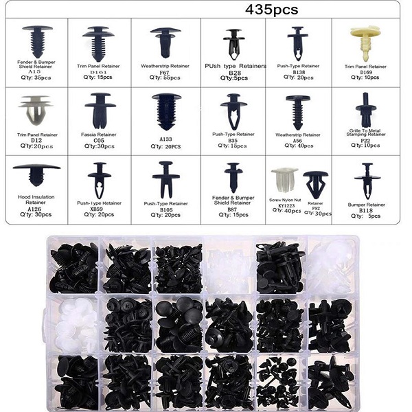 Σετ 435 Πλαστικά Κουμπώματα Κλιπς σε Κασετίνα 18 τύποι w11316