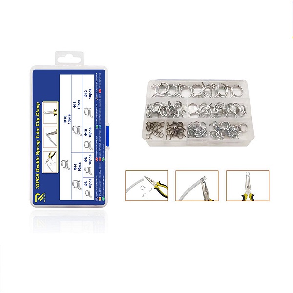 Σετ Σφιγκτήρων σωλήνα διπλού ελατηρίου 7 μεγέθη 75τεμ. σε κασετίνα W15314-1