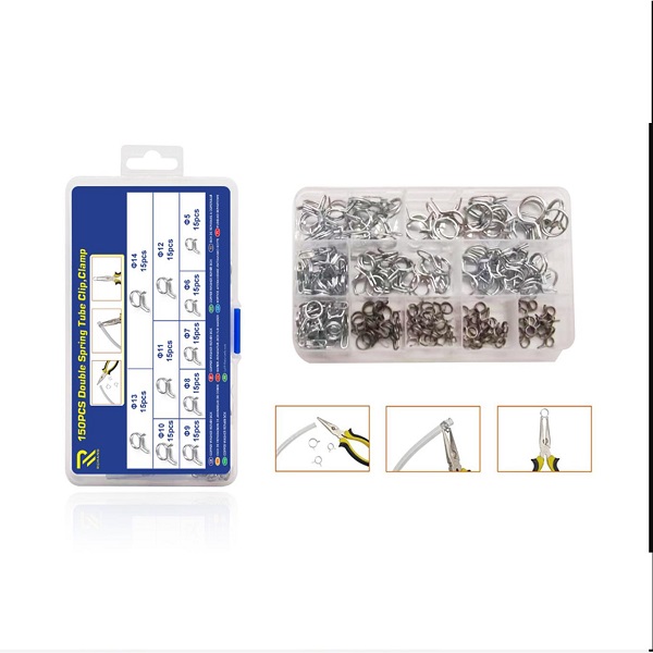 Σετ Σφιγκτήρων σωλήνα διπλού ελατηρίου 10 μεγέθη 150τεμ. σε κασετίνα W15314-2