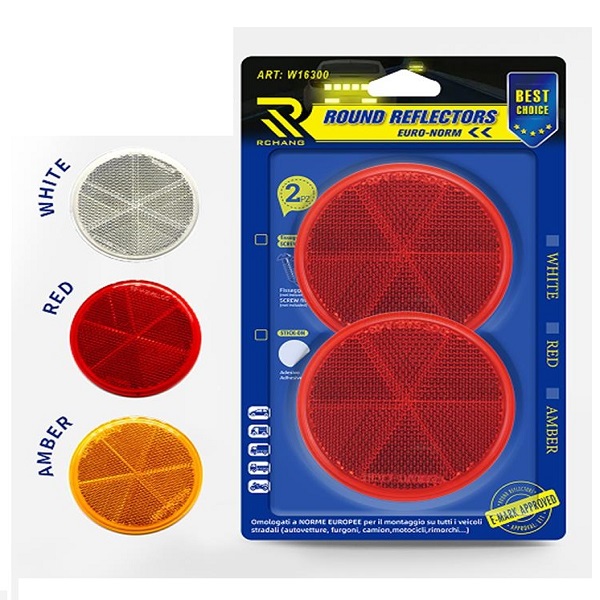 Σετ ανακλαστικά φώτα οχημάτων στρόγγυλα 8εκ. 2τμχ w16300-5 Λευκά/Κόκκινα/Πορτοκαλί