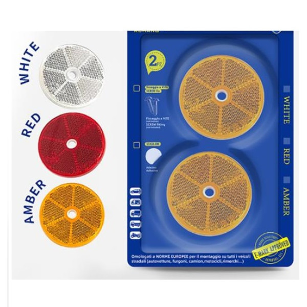 Σετ ανακλαστικά φώτα οχημάτων στρόγγυλα 6εκ. 2τμχ w16300-6 Λευκά/Κόκκινα/Πορτοκαλί