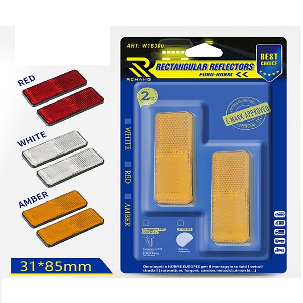 Σετ ανακλαστικά φώτα οχημάτων ορθογώνια 8,5x3,1εκ. 2τμχ w16300-7 Κόκκινα/Λευκά/Πορτοκαλί