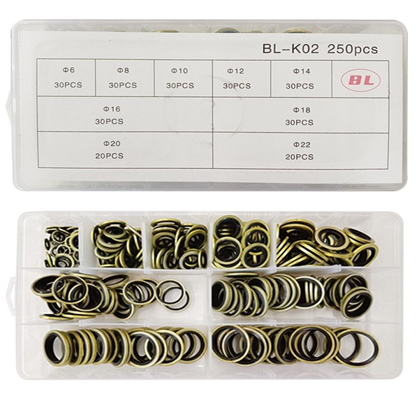 Μεταλλικές Ροδέλες Στεγανοποίησης O-Ring 9 μεγέθη 250τμχ σε κασετίνα W16638-2