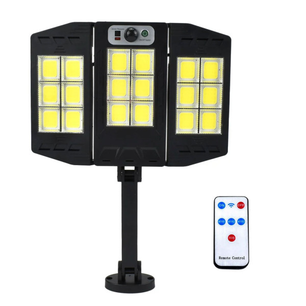 LED Αδιάβροχο Ηλιακό Επιτοίχιο Αναδιπλούμενο Φωτιστικό με Ανιχνευτή Κίνησης W796-6 Μαύρο