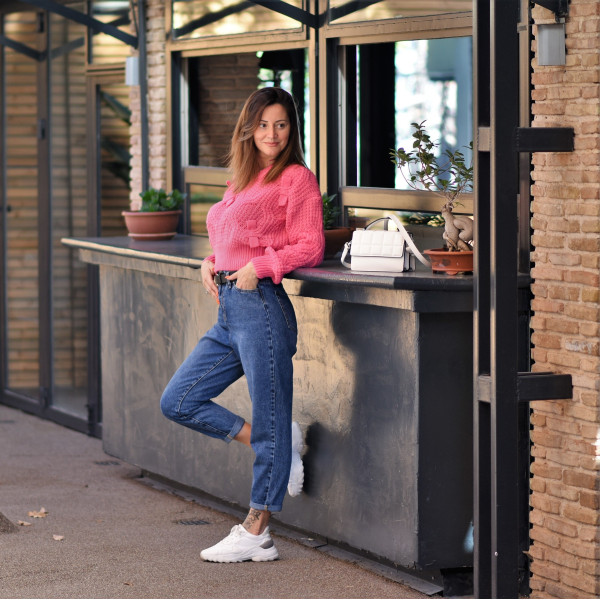 ΓΥΝΑΙΚΕΙΟ ΠΛΕΚΤΟ ΛΑΙΜΟ V ΜΑΚΡΥ ΜΑΝΙΚΙ MOHICANS X5830.PINK