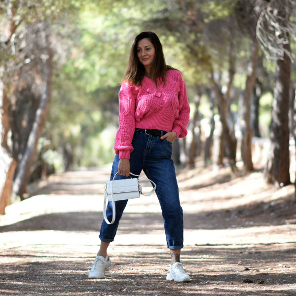 ΓΥΝΑΙΚΕΙΟ ΠΛΕΚΤΟ ΛΑΙΜΟ V ΜΑΚΡΥ ΜΑΝΙΚΙ MOHICANS X5830.PINK