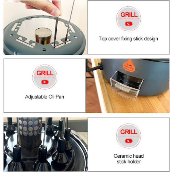 XKGJ BBQ Tabletop Vertical Spit 1100W with Lid 31cmx21cm TK-12D Blue