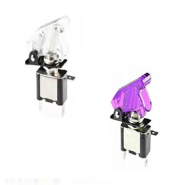 Διακόπτης αεροπορικού τύπου ON/OFF Led μονός 12V 20Α Φωτιζόμενος XM-W11054-1 Μωβ/Διαφανής