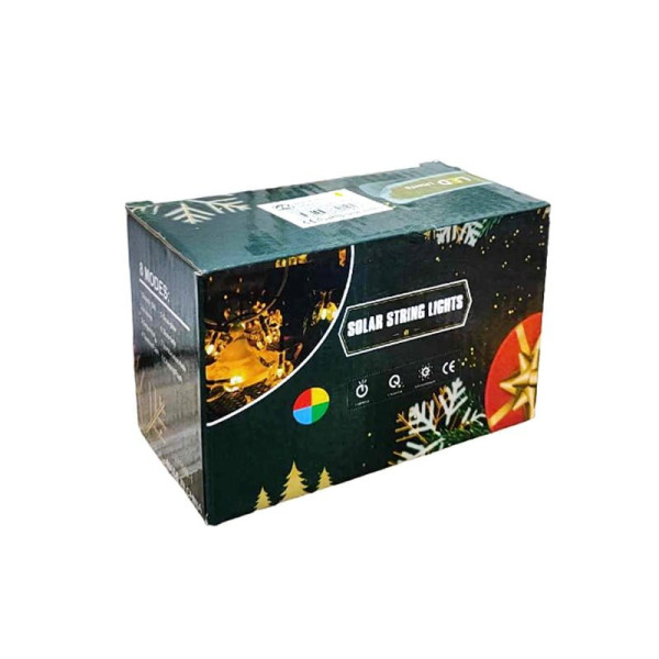 Χριστουγεννιάτικα Ηλιακά Λαμπάκια με Φωτοβολταϊκό Πάνελ 6.5m Θερμό Χρώμα  18779-48