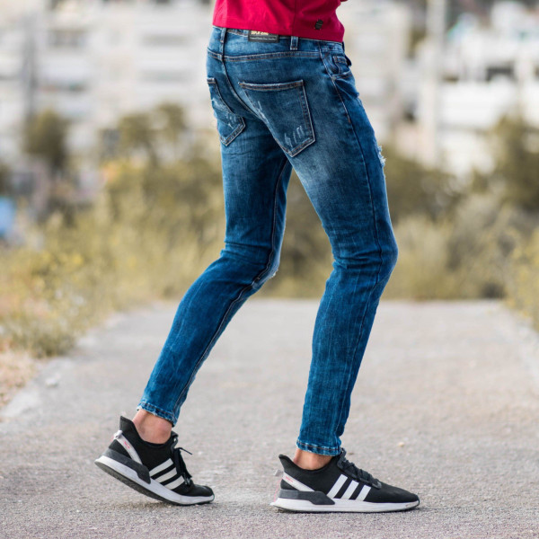 ΑΝΔΡΙΚΟ ΠΑΝΤΕΛΟΝΙ JEANS ΜΕ ΣΚΙΣΙΜΑΤΑ MOHICANS XYW100 ΜΠΛΕ