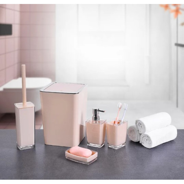 Mohicans Σετ Αξεσουάρ Μπάνιου Πλαστικό 5τμχ XYZ-407-536 Ροζ