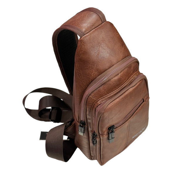 ΤΣΑΝΤΑΚΙ ΩΜΟΥ ΔΕΡΜΑΤΙΝΗ MOHICANS Z-703 ΚΑΦΕ