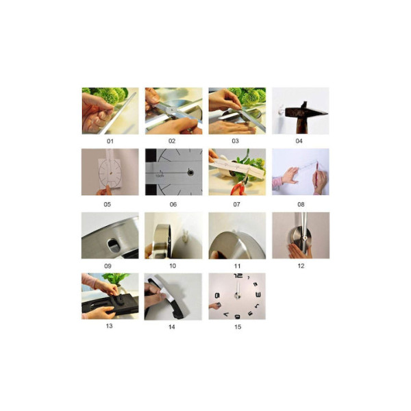 Ρολόι Τοίχου Αυτοκόλλητο 3D DIY 50-120cm ZH019 Μαύρο