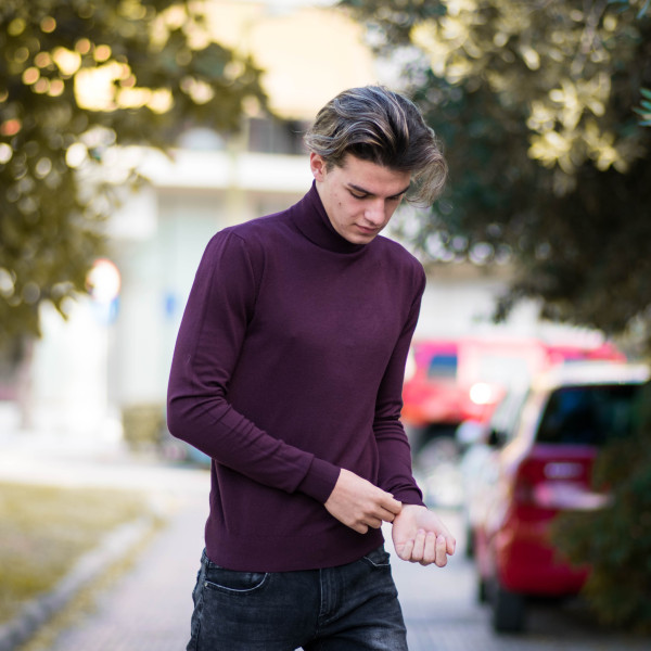 MEN'S KNITTING POLO NECK MOHICANS M001 BORDO