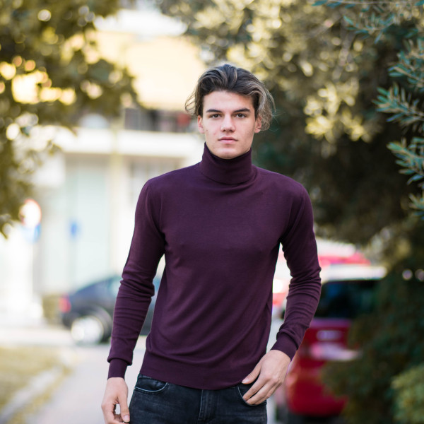 MEN'S KNITTING POLO NECK MOHICANS M001 BORDO