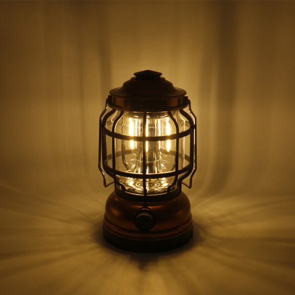 LED Φωτιστικό Φανάρι Μπαταρίας με Γάντζο για Camping COB Θερμό Λευκό ZJ-1990T Χρυσό