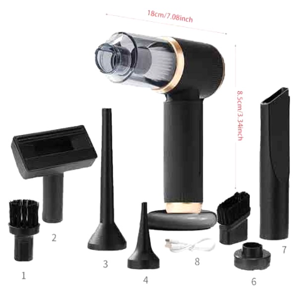 Επαναφορτιζόμενο φορητό σκουπάκι/φυσητήρας πολλαπλών χρήσεων με 6 κεφαλές ZL-2