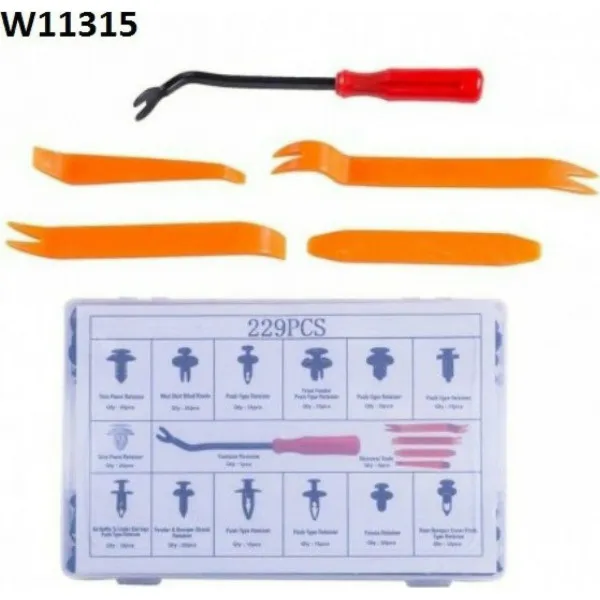 Σετ Πλαστικά Κουμπώματα - Κλιπ Αυτοκινήτου με Εργαλεία Αφαίρεσης 229τμχ