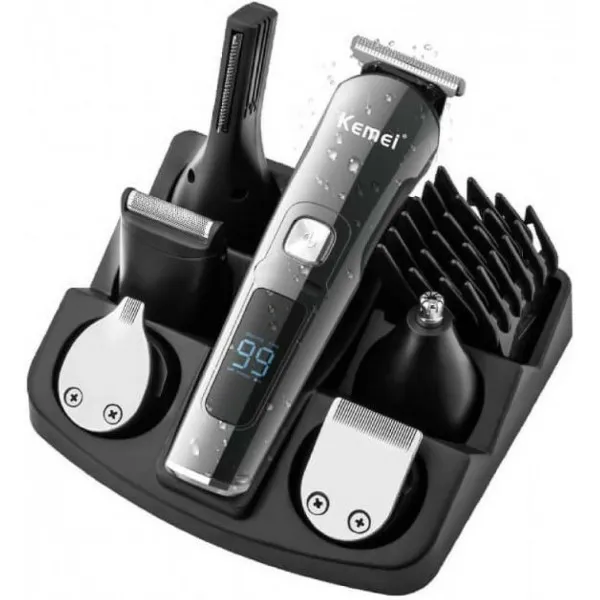 Σετ Επαναφορτιζόμενης Ξυριστικής-Κουρευτικής Μηχανής 6 σε 1 Kemei KM-8508 Μαύρο