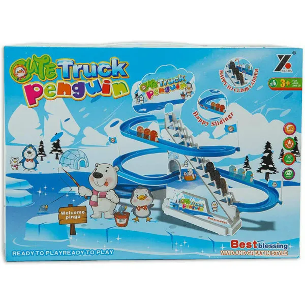 Επιτραπέζιο Παιχνίδι Jolly Penguin - Τσουλήθρα με Πιγκουίνους για 1+ Παίκτες 3+ Ετών 777-3