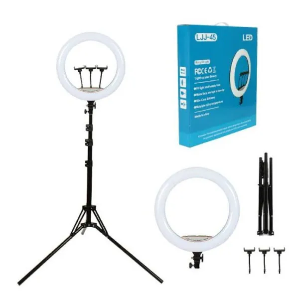 Ring Light 18'' 43cm 3200-5800K με Τρίποδο Δαπέδου 80cm-200cm  και Βάση για Κινητό CXB-460 Μαύρο