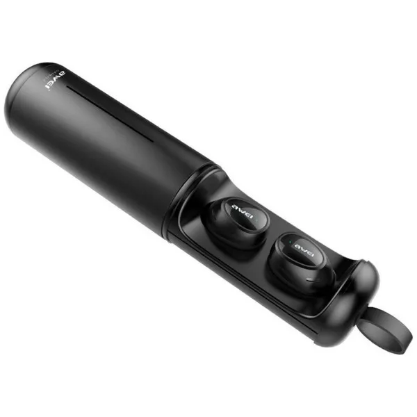 Awei T55 In-ear Bluetooth Handsfree Ακουστικά με Θήκη Φόρτισης Μαύρα