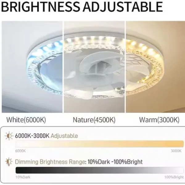 Ανεμιστήρας Οροφής 30cm με Φως και Τηλεχειριστήριο 60W RZ-177 Λευκό