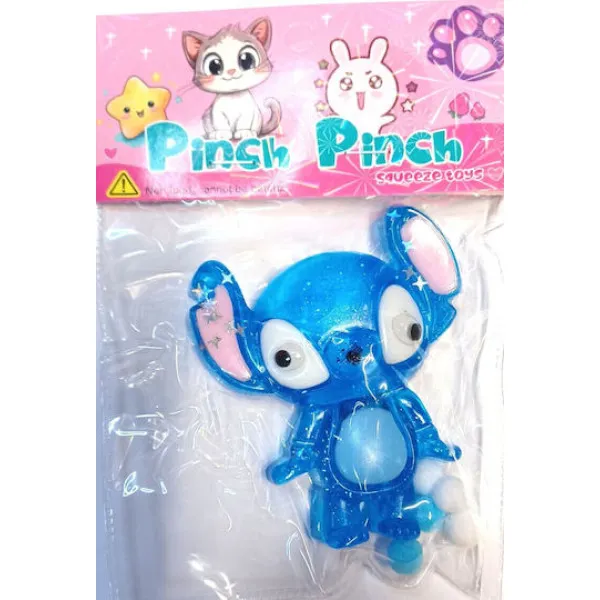 Antistress Pinch Squishy Lilo & Stitch Angel 9cm Pon Pon με φως 1869 Μπλε