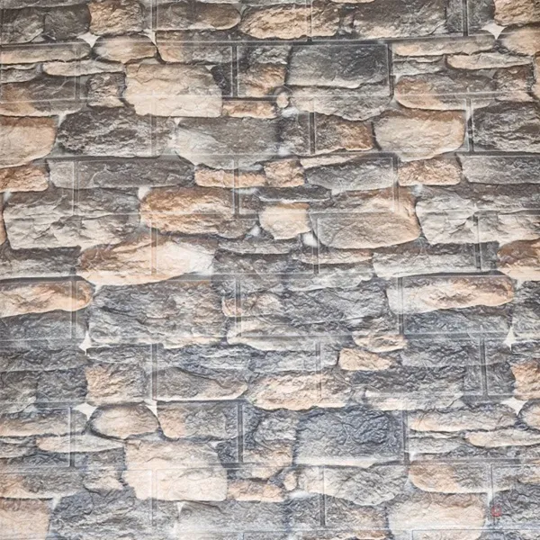 Τρισδιάστατα Αυτοκόλλητα Πάνελ Τοίχου με αφρώδης υφή 77x70cm HYD-013 Ανάγλυφη Ταπετσαρία Τούβλο Πέτρα