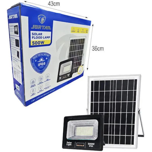 Jortan Waterproof Solar LED Floodlight 500W with Remote Control IP66