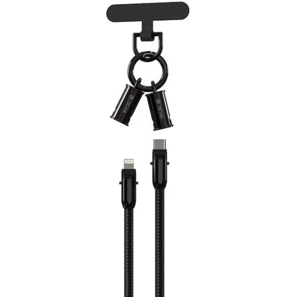 Λουράκι Κινητού 2-σε-1 60W, Καλώδιο Γρήγορης Φόρτισης  Καλώδιο USB C σε Καλώδιο Γρήγορης Φόρτισης PD 60W Fightning SG-069PD Μαύρο