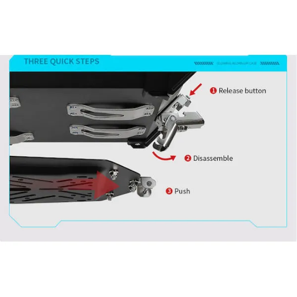 MotoCentric Aluminium Μοτοσυκλέτας Αλουμινίου Top Case 45lt MC-45-001-BK-GN Black