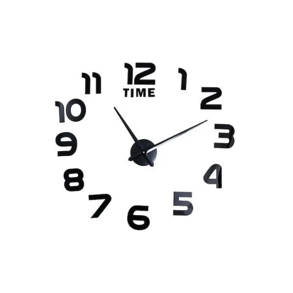 Ρολόι Τοίχου Αυτοκόλλητο 3D DIY 40-50cm ZH00220 Μαύρο