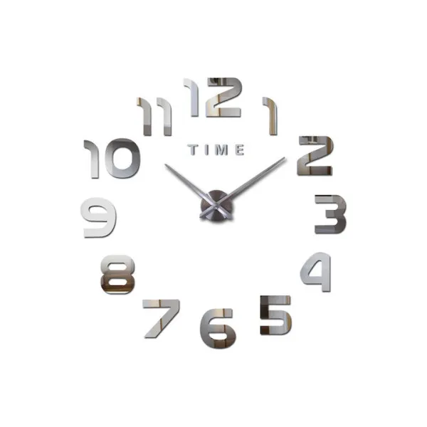 Ρολόι Τοίχου Αυτοκόλλητο 3D DIY 50-120cm ZH002 Ασημί
