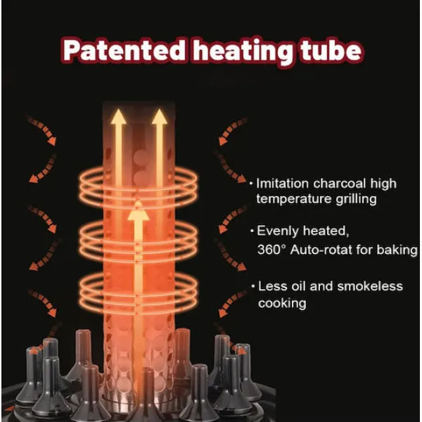 XKGJ BBQ Επιτραπέζια Κάθετη Σούβλα 1100W με Καπάκι 31cmx21cm TK-12D Μπλε