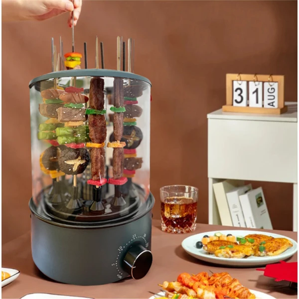 XKGJ BBQ Επιτραπέζια Κάθετη Σούβλα 1100W με Καπάκι 31cmx21cm TK-12D Μπλε