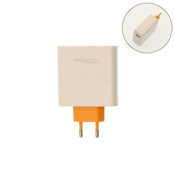 Treqa Charger and USB-C Cable 120W Quick Charge 3.0 White CH-646