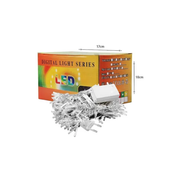 Χριστουγεννιάτικα Λαμπάκια Κουρτίνα LED με χρωματιστά λαμπάκια &  Χρώμα λευκό με Διαφανές Καλώδιο 3m x 3m 240Led ΒΧ-016