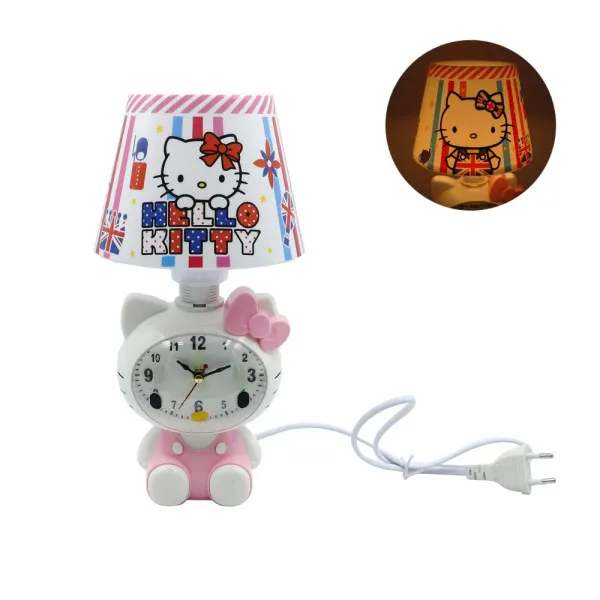 Παιδικό Επιτραπέζιο Φωτιστικό Πορτατίφ με Ρολόι Hello Kitty Ροζ